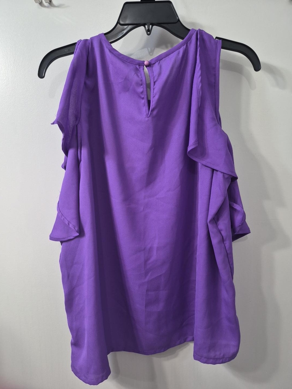 Cold-Shoulder Ruffle Blouse - Purple - Picture 3 of 3